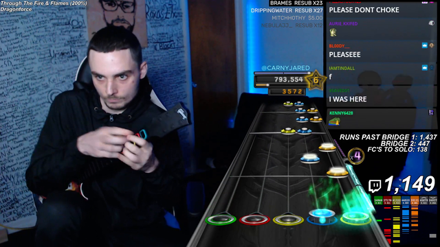 CarnyJared passes out after Through The Fire and Flames 200% speed Outro Choke...