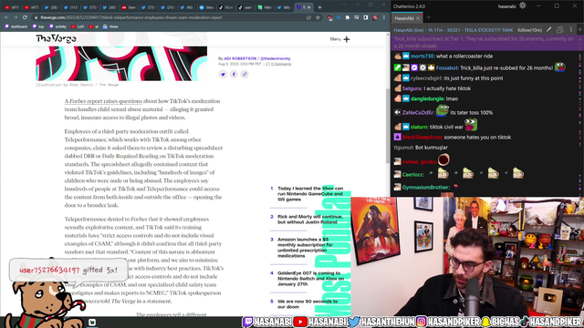 Hasan's Tiktok gets PingPonged between Banned and Unbanned