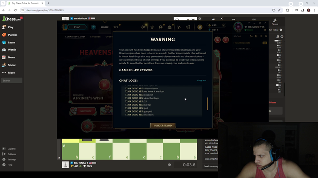 Tyler finds out what got him chat restricted