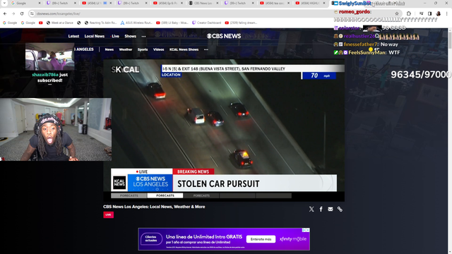 Guy goes on instagram live during police chase while watching Kai Cenat