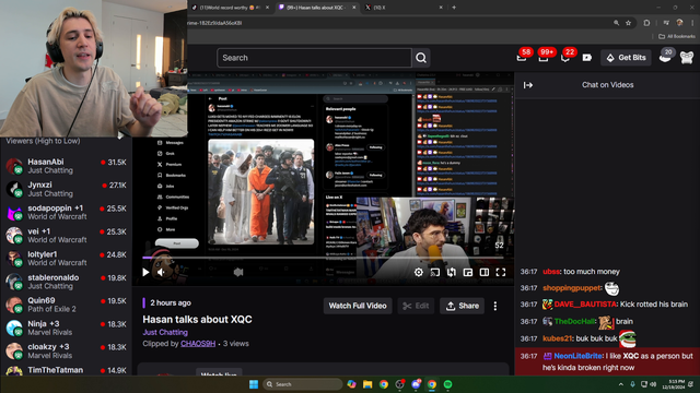 xQc says Hasan is a slave of public opinion