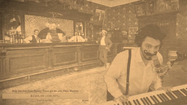 Man from History Times plays you tunes on his Old Pianola Machine