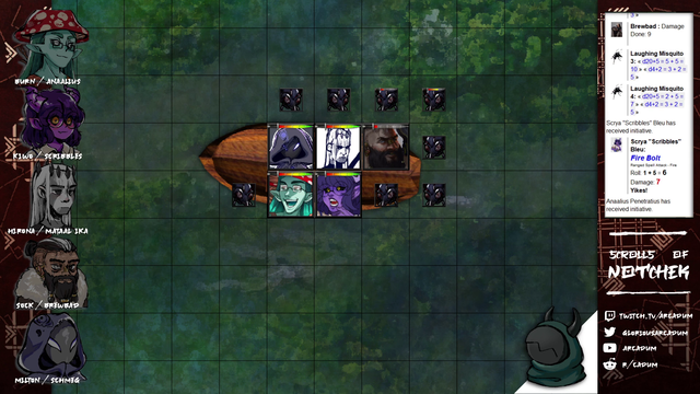 Anaalius draws his sword against a mosquitoe. (D&D)