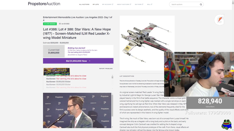 1977 Star Wars Leader X-wing miniature model sells for 1.9m