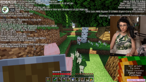 Wolfabelle spends 30 minutes herding rabbits in Minecraft