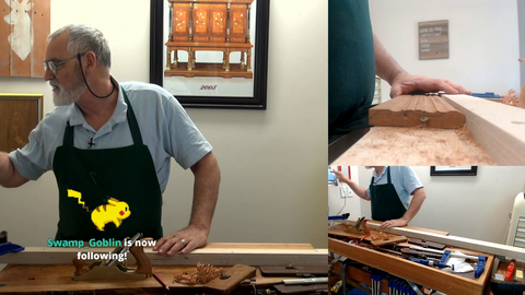 Woodworkingmasterclass loses it while thanking a follow.