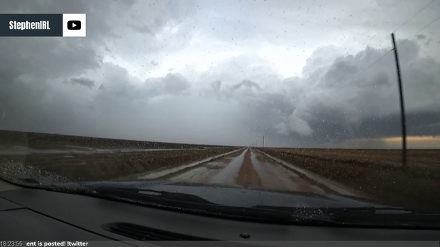 Stephen goes into a ditch while chasing tornadoes