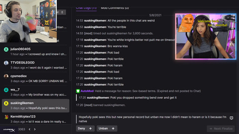 xQc reacts to Pokimane bending over