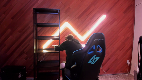 Getting his lights just right.