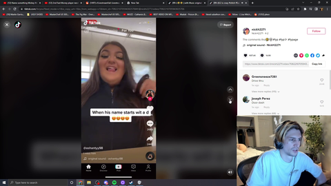 xqc opens tik tok comments