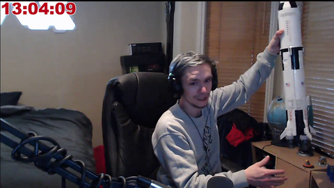 Streamer builds rocket for 12 hours then room mate breaks it in 12 seconds
