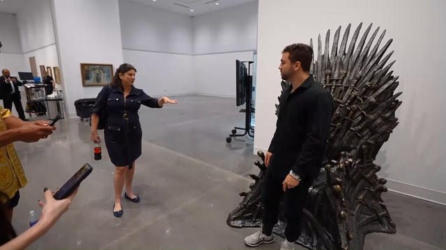 Mizkif sits on THE Throne from *Game of Thrones*