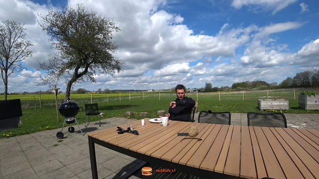 Dafran enjoying his meal, appreciating nature