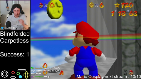 Bubzia does carpetless blindfolded [SM64]