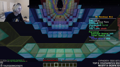 xQc wins a round in Minecraft Monday