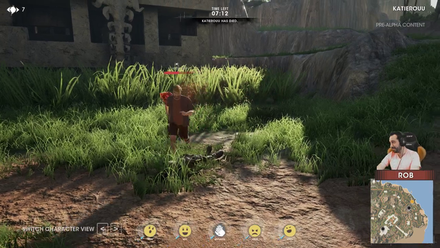 A game developer spectates a player in a closed pre-alpha test