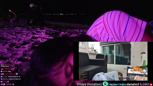 Jinny woken up by strangers at night on a beach
