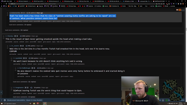 Chat desperately trying to save Quin from his takes