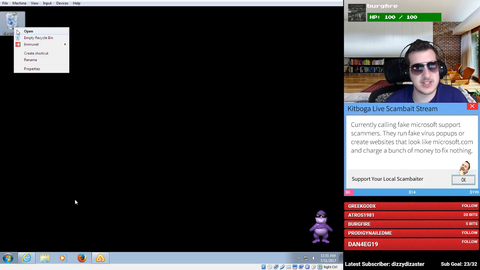 Scammer deletes all the desktop icons then tries to syskey