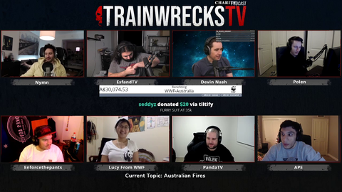 After raising the initial $30,000 goal for WWF Australia, Trainwreckstv donates an additional $10,000 out of his own pocket.