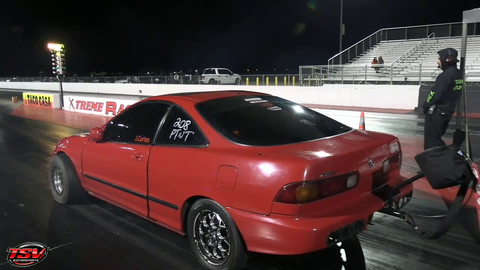 Piece of a car flies off at insane speed right before a drag race