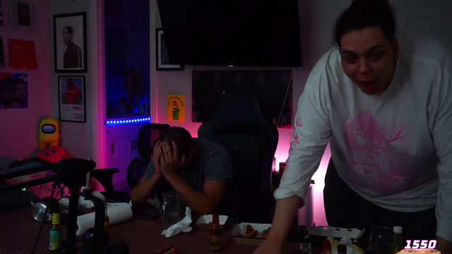 Erobb, Zoil and Russel die to Da Bomb hot sauce