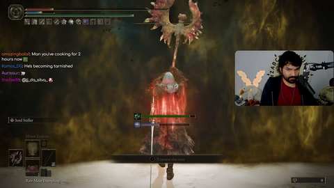 After days of trying, streamer Ainrun on-shots Radahn by dealing over 100k damage with a single weapon attack