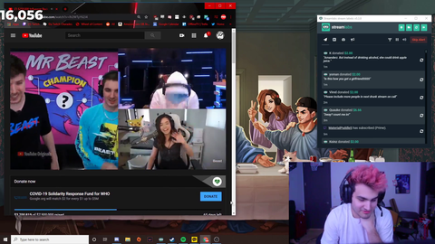 Ninja out-flexing Pokimane in MrBeast’s competition