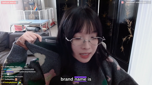 Anjooneena's sweater from Korea has an interesting brand name: