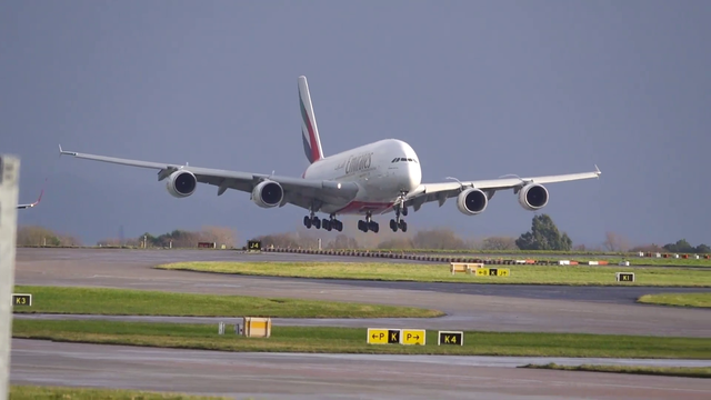Loads of spray from the biggest passenger plane in the world!