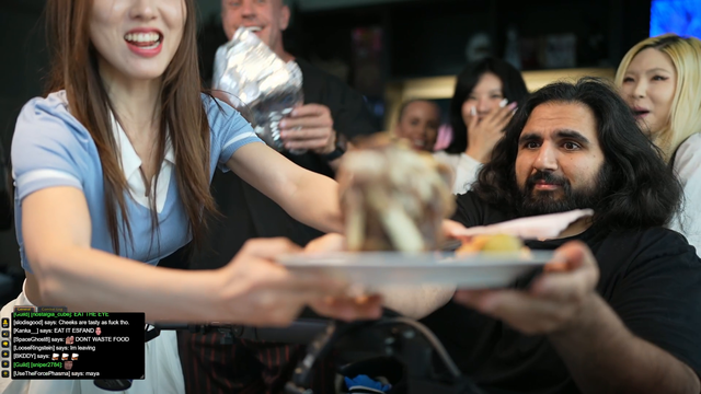 Esfand's family brings him dinner