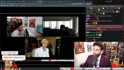 Hasan points out the hypocrisy in Train's argument by showing that xQc's editors put out disinformation about Hasan