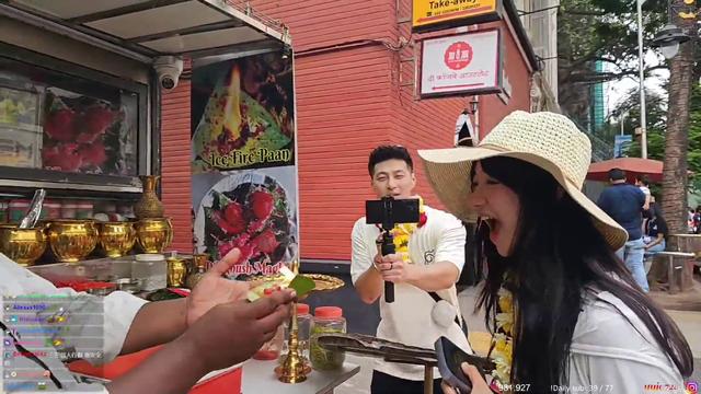 Jinny tries some spicy Indian food