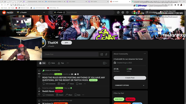 Kai Cenat Gained 20k subs in 24 hours during his subathon
