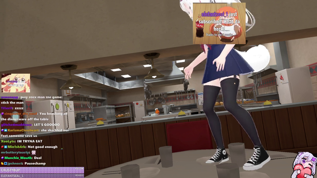 Vtuber dances on table, chat shoots her down