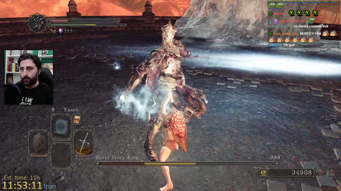 Streamer Dies to Last Boss of No Hit Run Dark Souls II All Boss