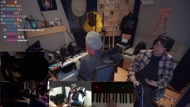 HAchubby and Charming_Jo sing "Chandelier" with a full band