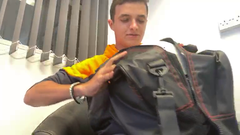 F1 Driver Lando Norris reveals his helmet for the British GP