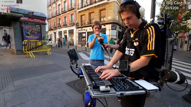 Trumpeter beautiful jazz melody perfornance with ARIatHOME on the streets of Madrid