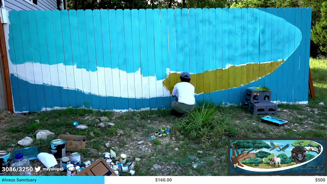 Maya's mural painting stream is going well