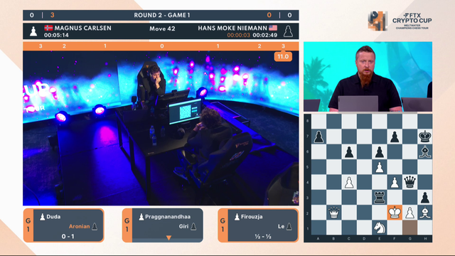 Hans Niemann beats Magnus Carlsen on LAN