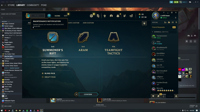 When Ranked League goes down Aware