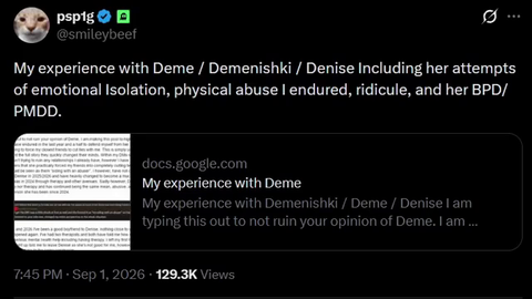 PSP Shares his experience with Deme "Attempts of Emotional Isolation, Physical abuse, BPD and more.