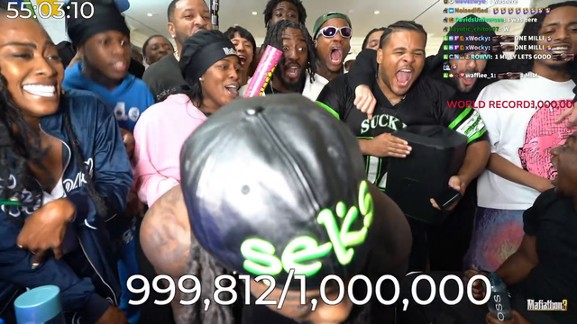 KaiCenat reaches his 1million sub goal after 27days of streaming