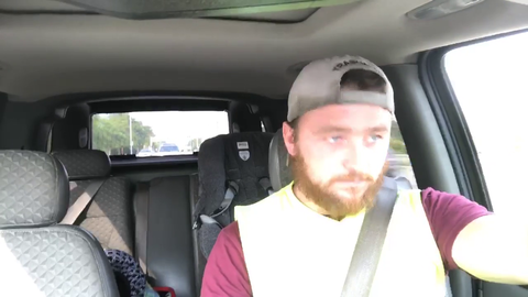 Car loses hubcap on stream!