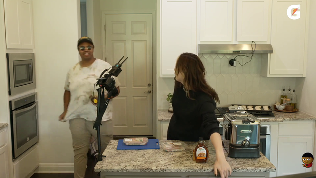 russel arrives with his girlfriend