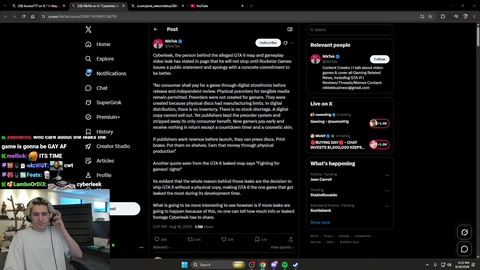 xQc goes off on GTA VI leaker "You're a fucking bitch. Even people that buy the game don't want to see leaks" 