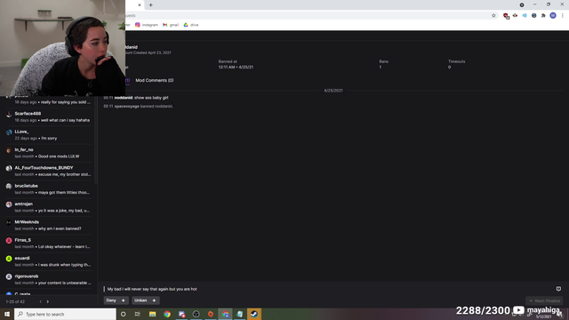 Maya checks unban requests
