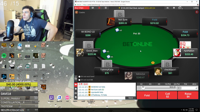 Ape calls trips pre-flop and wins