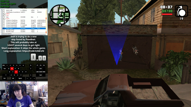 After 7 hours of trying, Joshimuz was finally able to make new speedrun skip in GTA:SA